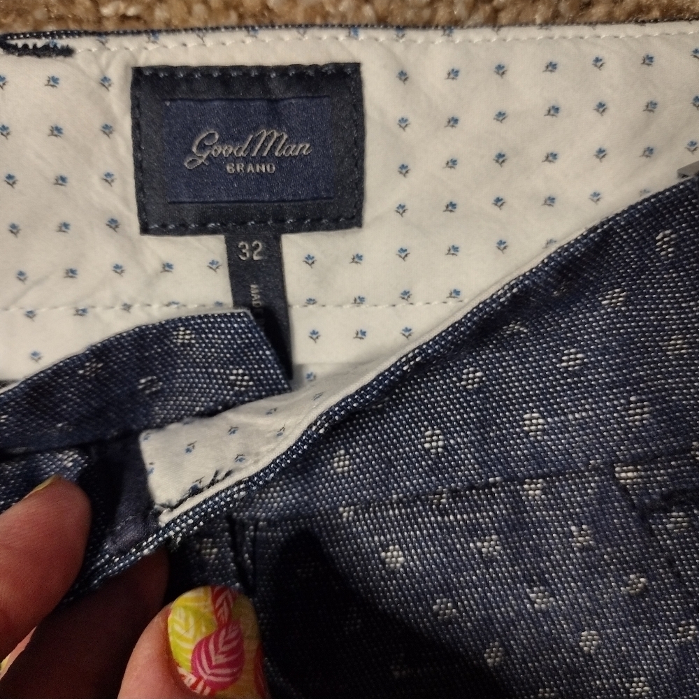 Good Man Brand Polka Dot Indigo Chino Shorts NWT - Picture 7 of 9